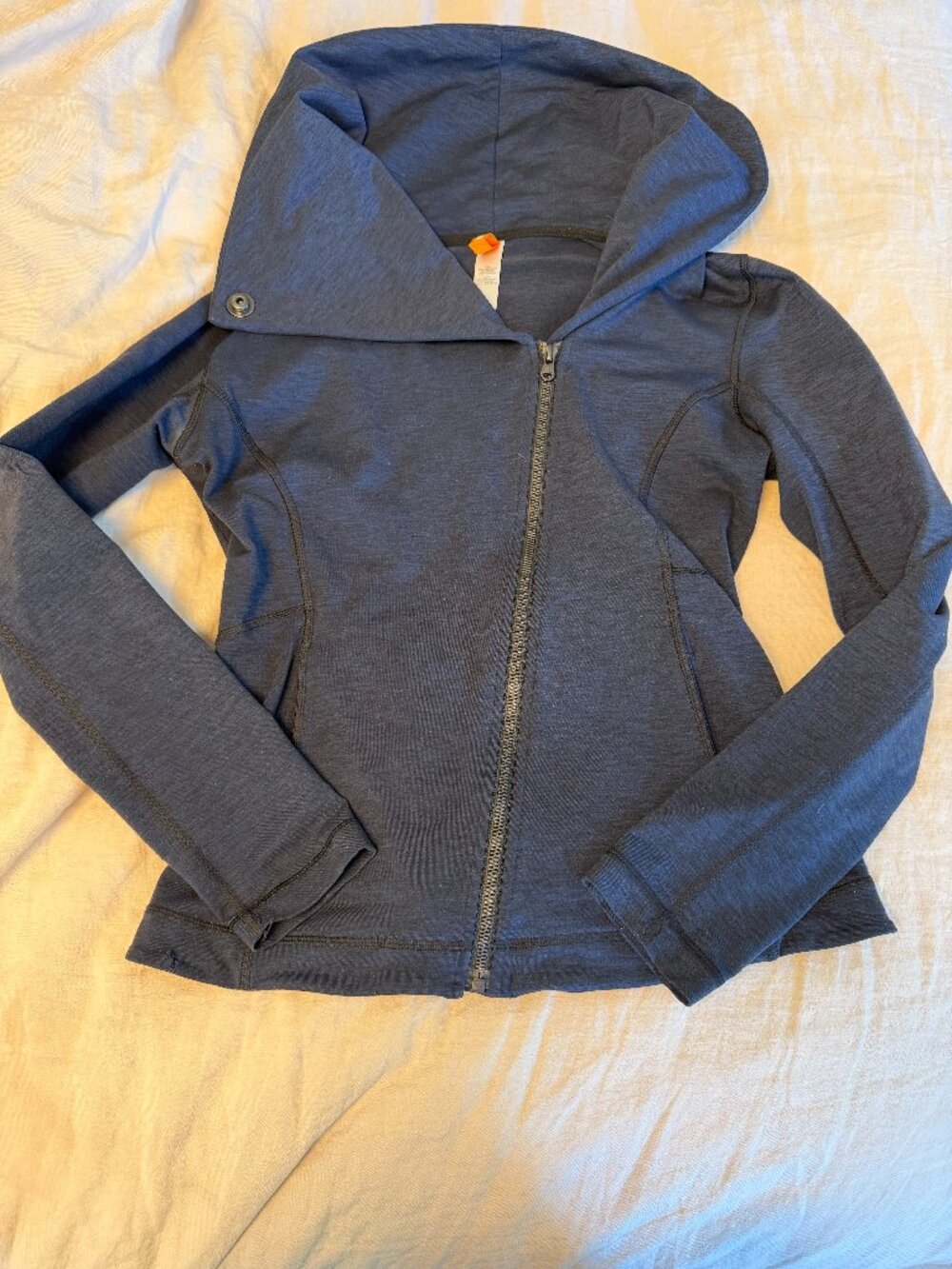Lucy stretchy blue/gray heather zip up, activewear, size small/petite